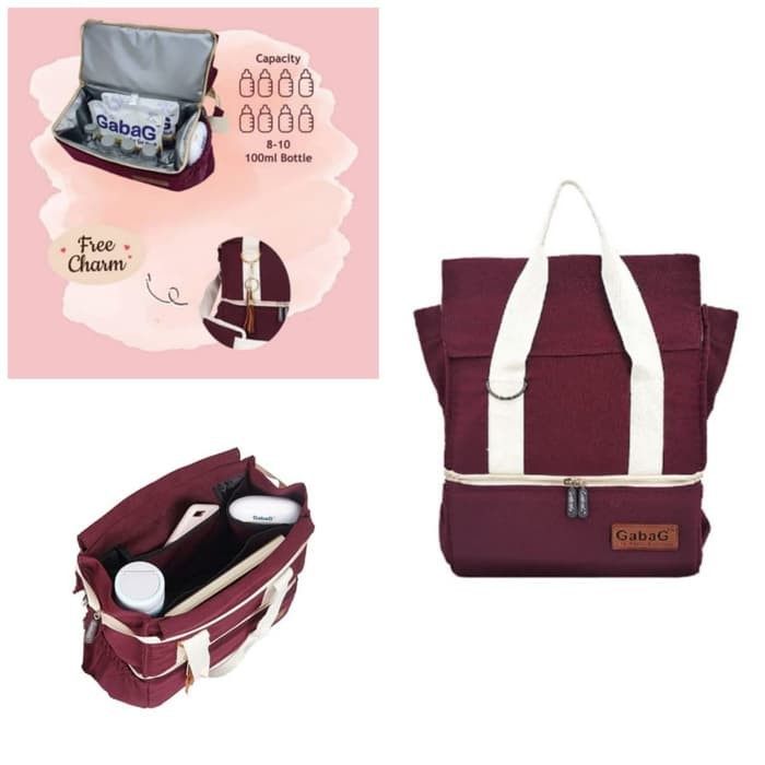 *NEW ARRIVAL* Gabag Executive Series Thermal Cooler Sling Bag Tas Cooler Pendingin Asi Bayi Free Ice Gel 500 gr - Rose / Caramel