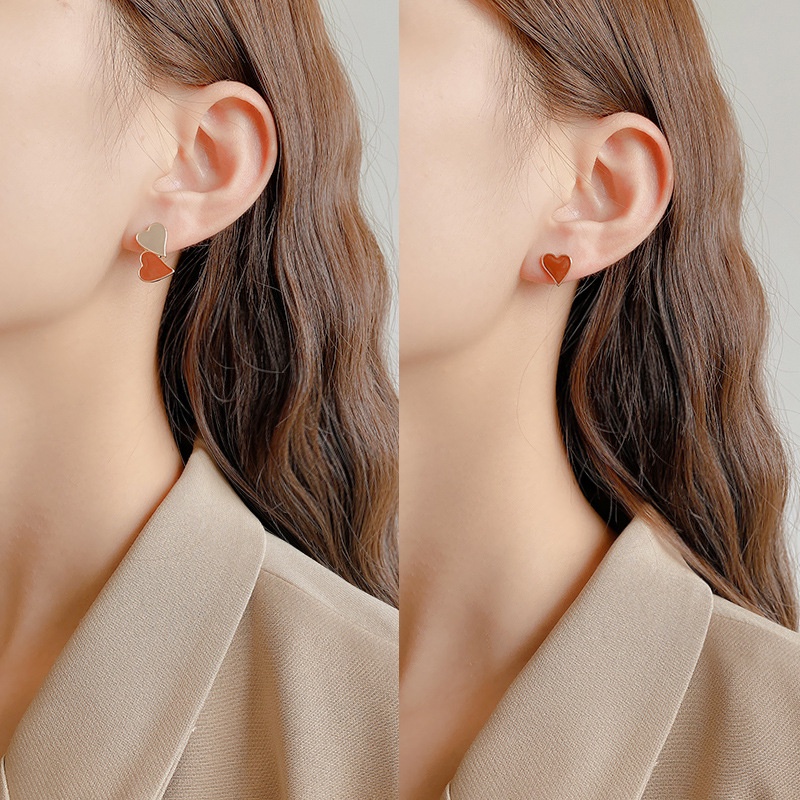 Candy Jewelry Fashion Heart Earrings Contrast Color S925 Earring Korea Ear Studs for Women