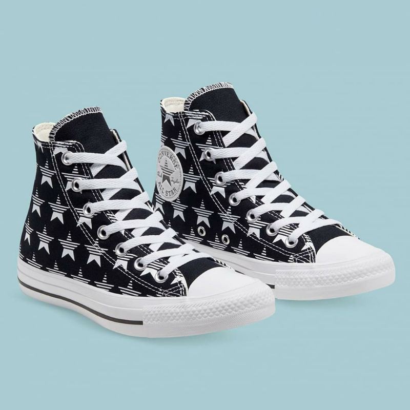 Sepatu Sneakers Wanita CONVERSE CT AS High Star Print Black White Original 168808C