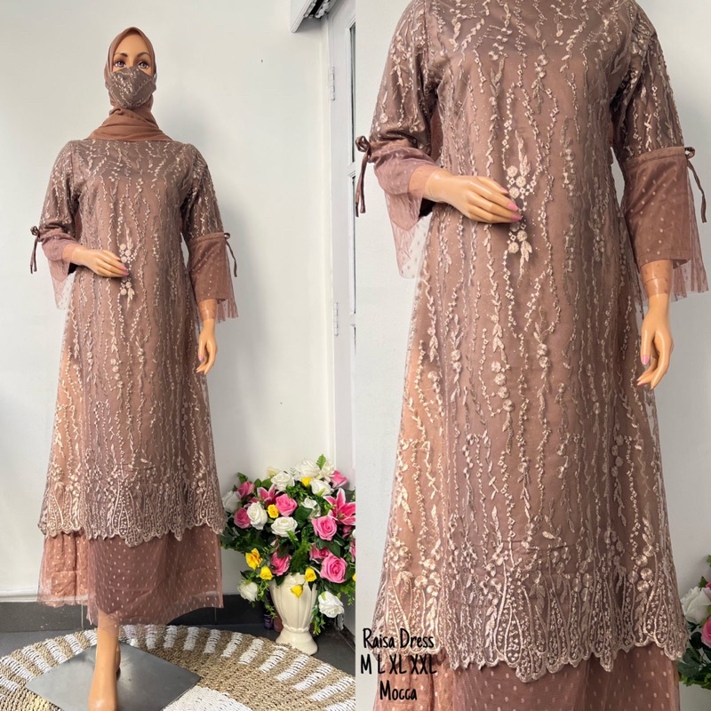 E.C > GAMIS RAISYA DRES - GAMIS TERBARU - GAMIS MODERN - GAMIS MEWAH - GAMIS BROKAT TULLE - GAMIS BU