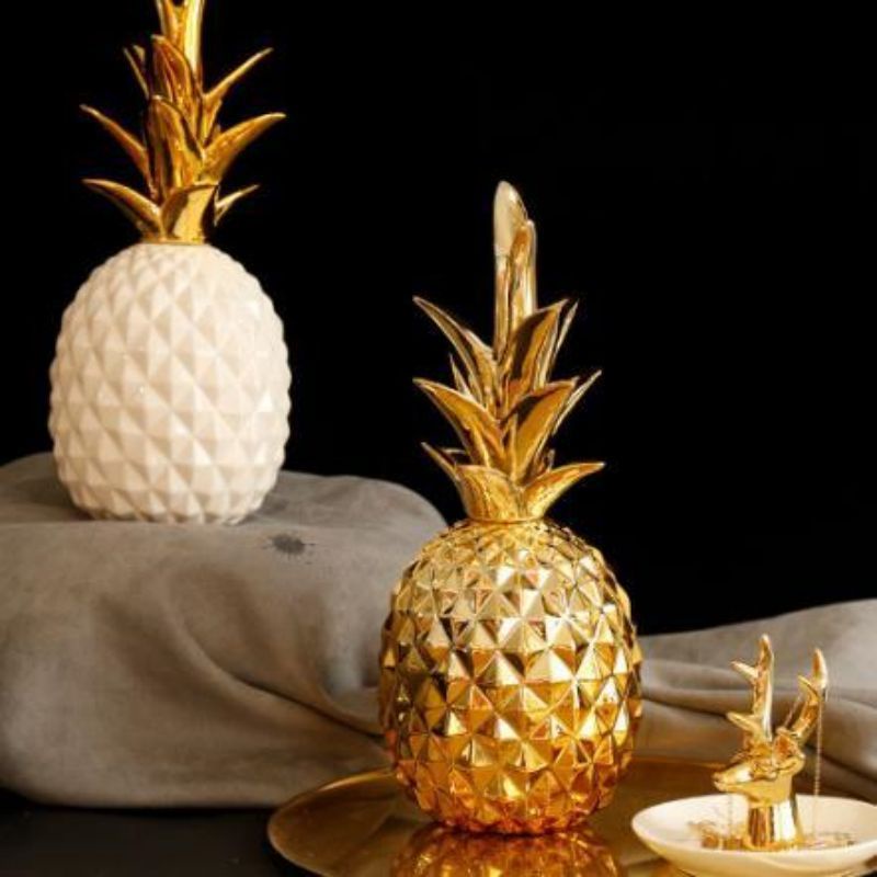 Dekorasi Desain Nanas Warna Emas Pajangan Nanas Tempat Pajangan Nanas Untuk Meja Dekor - Pineapple Ornament