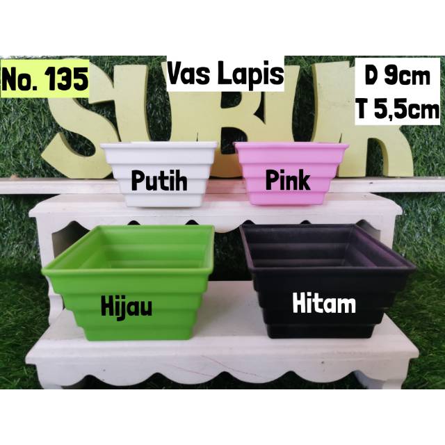 Dekorasi Taman Vas Bunga Plastik Kotak Lapis/ Pot Bunga Plastik Kotak Lapis