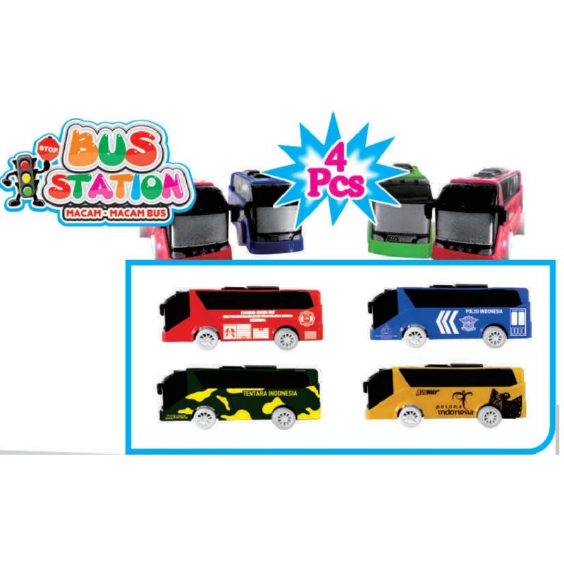 MM 16 MAINAN BUS COLLECTION BARU ISI 4PCS SUPER LUCU PULL BACK