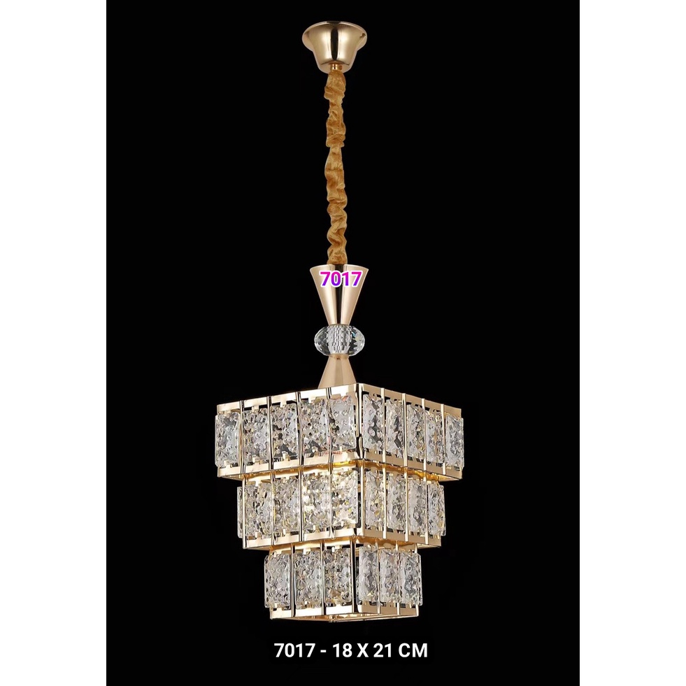 Lampu Hias Gantung Modern 7017 Gold Kristal Piramid