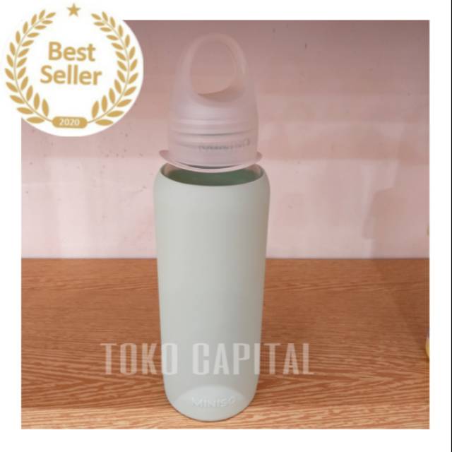 Miniso Official Simple Glass Bottle/botol travel/botol minum 300ml