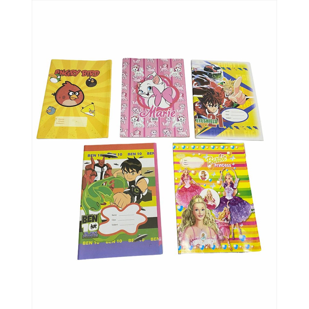 ( Pak 25 Lembar ) OBRAL SAMPUL BUKU TULIS A5 KWARTO -  PAPER BOOK COVER / BANYAK PILIHAN KARAKTER / BEN10 MARIE THE CAT ANGRY BIRDS PRINCESS BARBIE