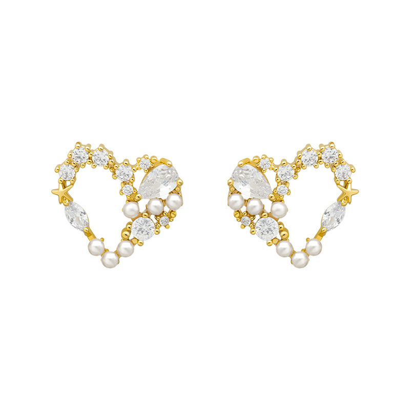 Love Pearl Earrings Korean Star S925 Silver Needle Vintage Cold Temperament Female Jewelry fashion accessories