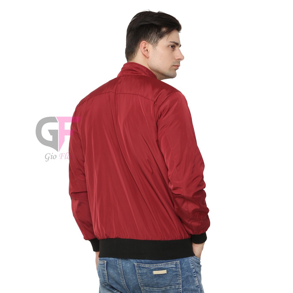 GIOFLO Jaket Kerah Baseball Parasut Mayer Model Keren Maroon / JAK 2305