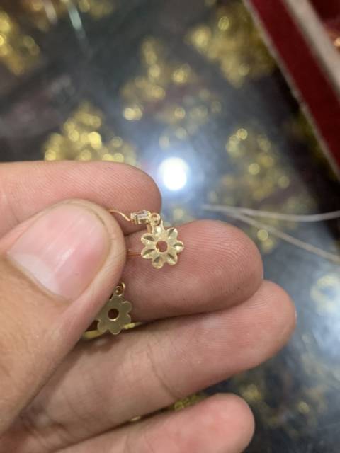 Anting anak dan dewasa emas asli kadar 700 70% 22 setengah g gr gram gold love ukir timun bintang bunga