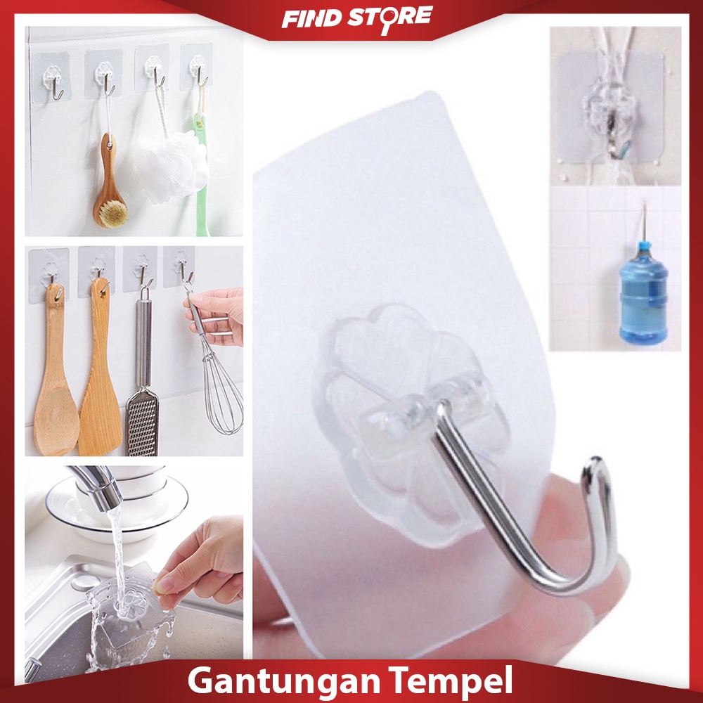 Gantungan Tempel Dinding Multifungsi Perekat Kuat Transparan