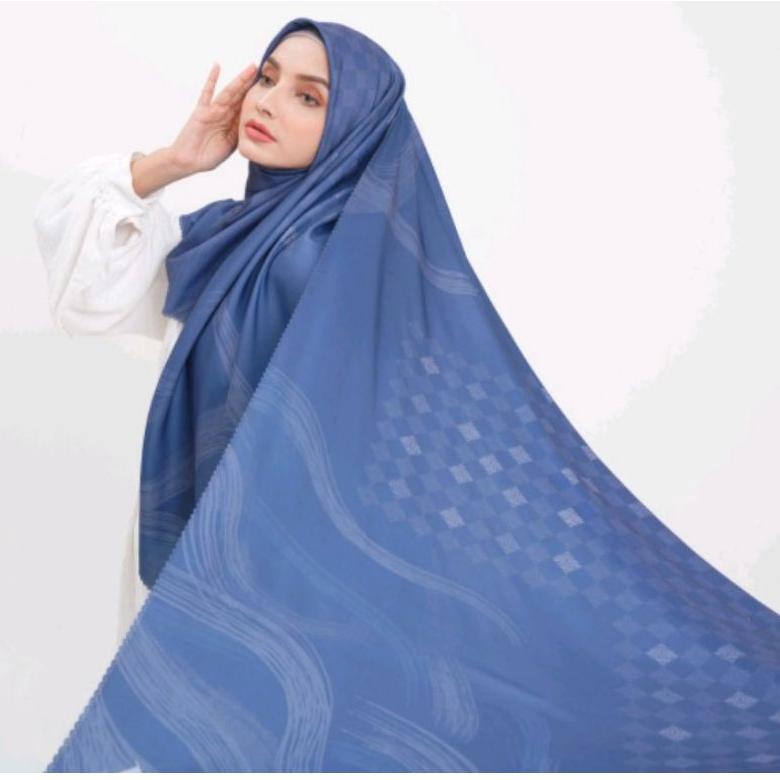[PROMO 7ZW46] NAIRA SERIES BIRU DONGKER / JILBAB PRINT VOAL MIRACLE CANTIK / HIJAB SEGI EMPAT MOTIF 