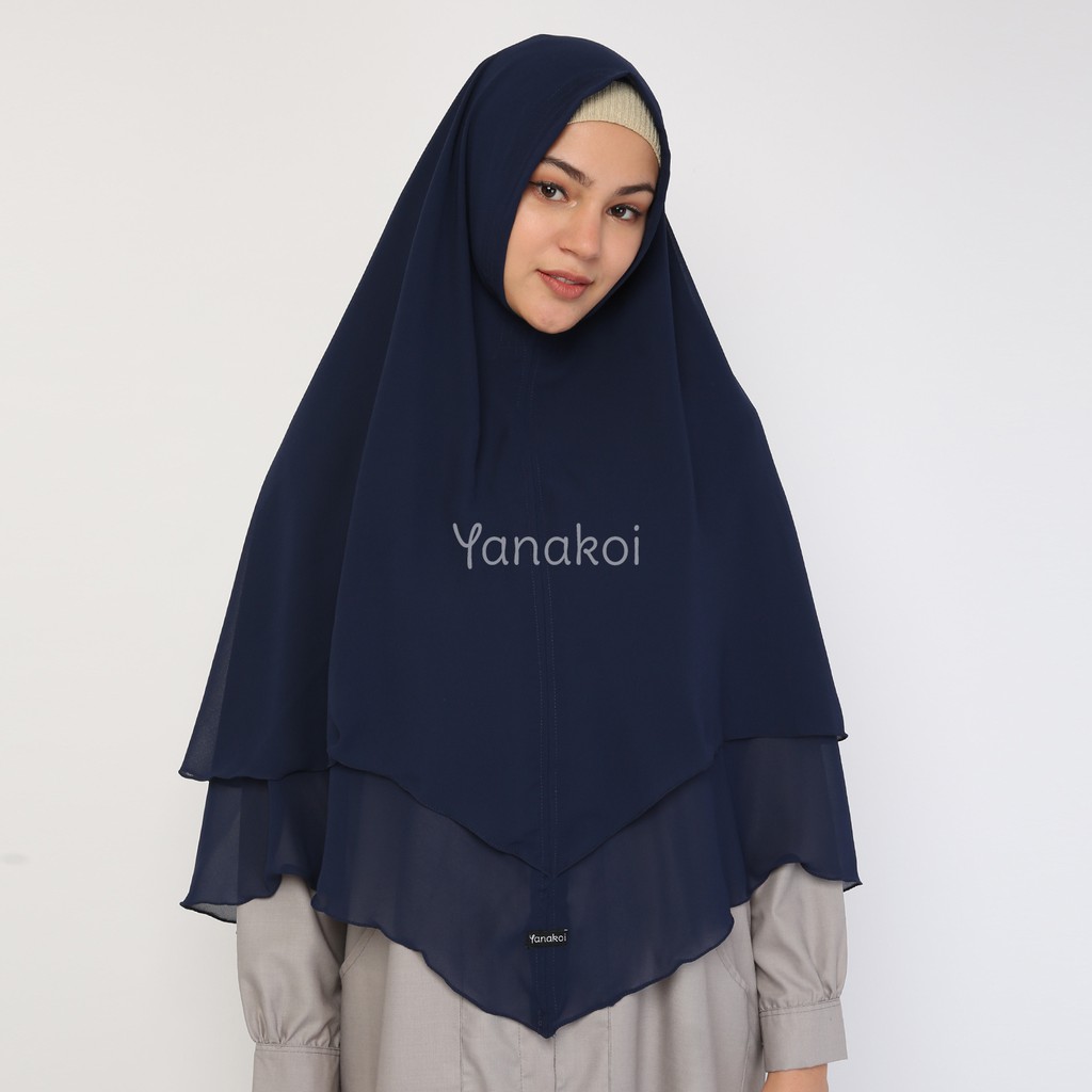 Yanakoi Hijab Jilbab  Khimar Syafa Tanpa Pet Warna  Navy  