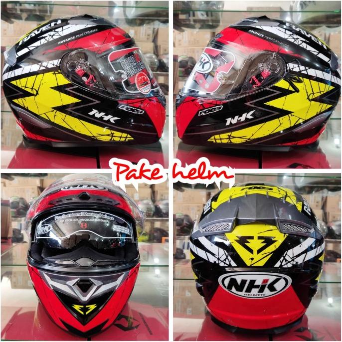 Helm Nhk Rx9 Raven Red Yellow Helm Nhk Full Face Nhk Double Visor Original