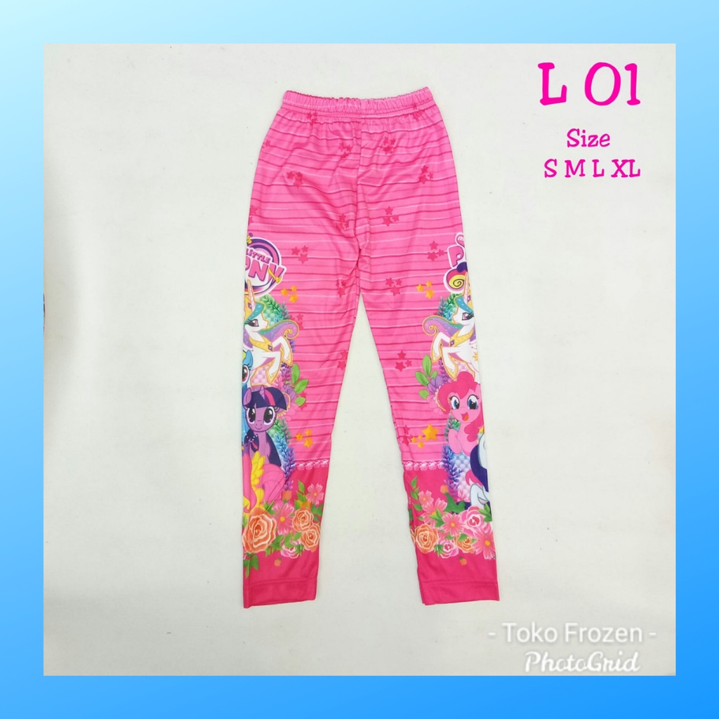 Celana legging anak perempuan outfit long pants girl kostum leging panjang print karakter strech pakaian bawahan olahraga renang apparel sport casual sepeda compression suit base layer lari little pony L01