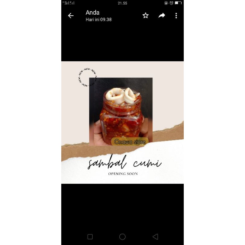 

Sambal Homemade no pengawet Cumi Onawa