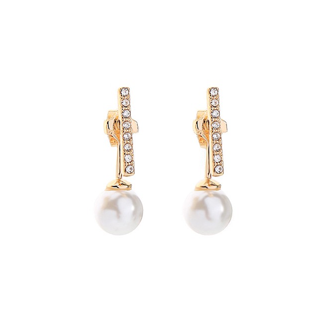 LRC Anting Tusuk Fashion Gold Geometric Letter Artificial pearl Earrings D44970
