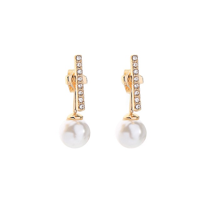 LRC Anting Tusuk Fashion Gold Geometric Letter Artificial pearl Earrings D44970