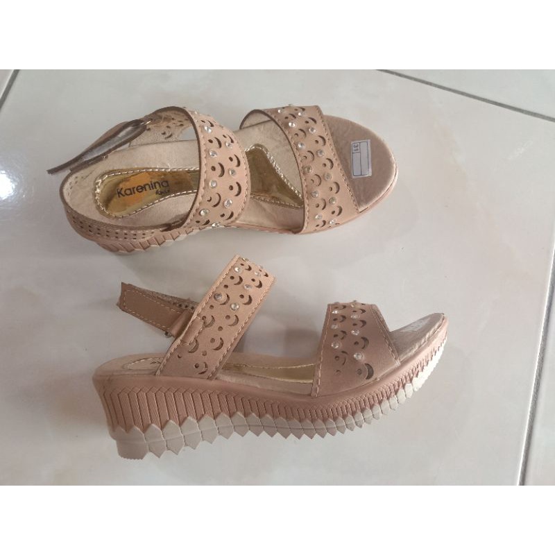 SANDAL SEPATU WEDGES ANAK PEREMPUAN KULIT EMPUK