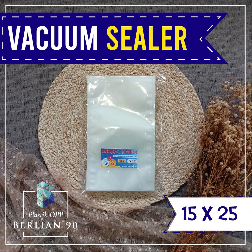PLASTIK VACUM SEALER 15 x 25 cm / Plastik Vakum Sealer / Plastik Vacuum Makanan Isi 50 Lembar