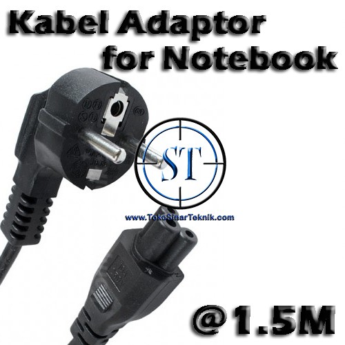 Kabel Adaptor Notebook Laptop Panjang 1.5M 3 Lubang + Kepala Arde 3x0.75mm Charger Copper Tembaga Kuat Tebal