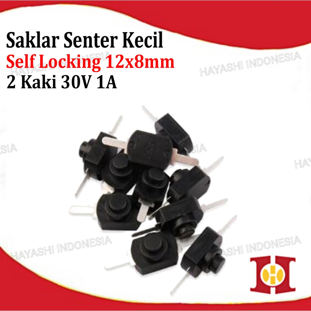 Saklar Senter Kecil 30V 1A 2 Kaki Self Locking Push On Off Switch DC-20pcs