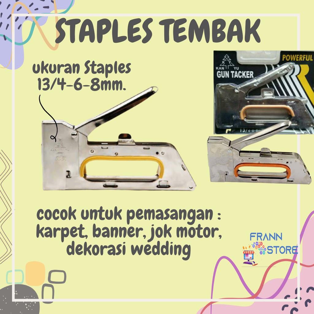 

STAPLES STAPLE STAPLER TEMBAK GUN TACKER BESAR JOK KAYU BANNER TANPA ISI MURAH SERBAGUNA