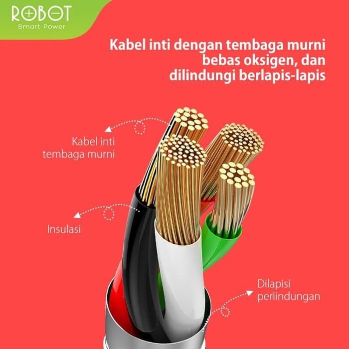 ROBOT Kabel Data Android Micro USB Charging Cable Data untuk TWS