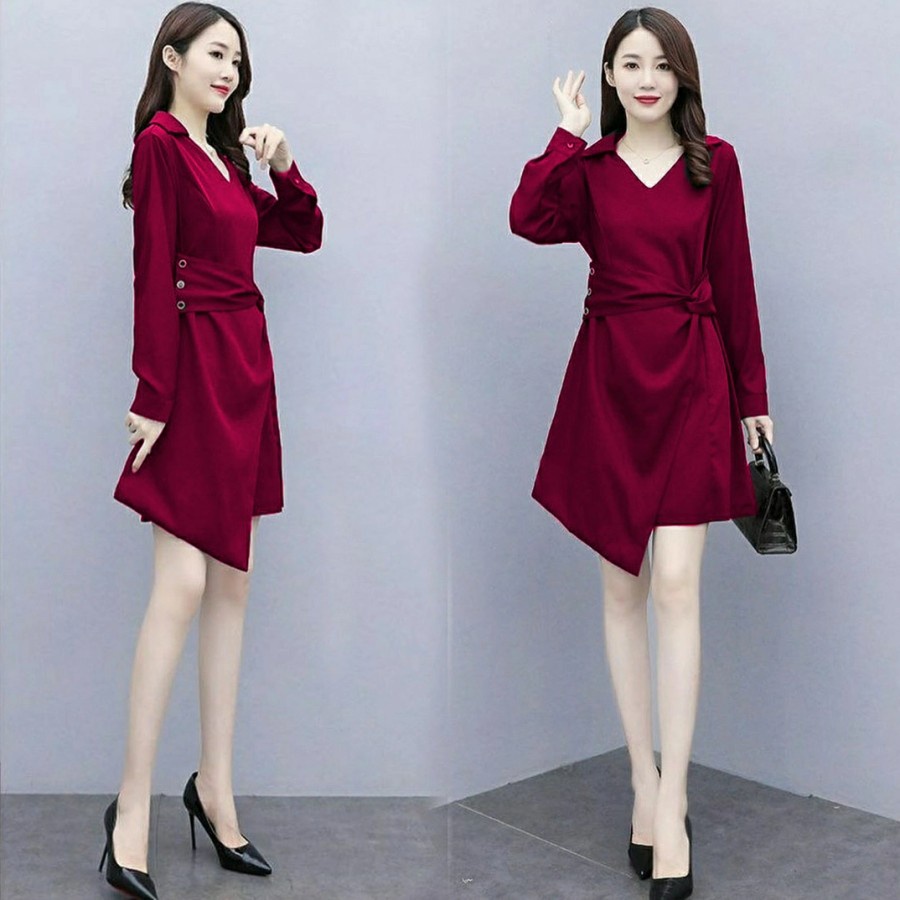 Cod Dress Natal Polos Modis Style Korea Trandy Terbaru 2021 Dress Kania Kekinian Mwah Elegan Ukuran 