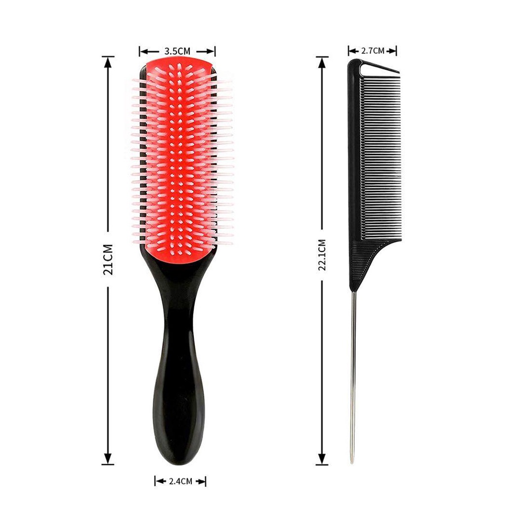 Needway Sisir Rambut Non-slip 9-baris Bulu Tepi Sikat Alat Penata Rambut Pijat Kulit Kepala Sisir Ekor Tikus