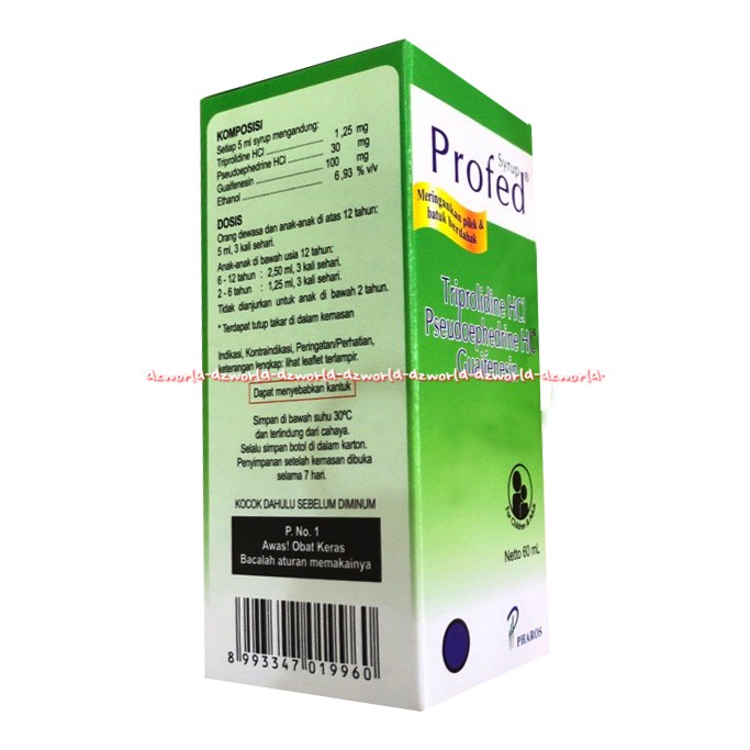 Profed Syrup Triprolidine HCL 60ml Profed DMP Obat Pilek Flu Batuk Gatal Kering Berdahak Profeddmp Profet Merah Hijau Red Green