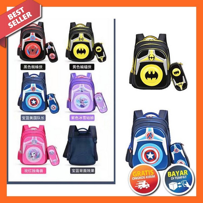 Tas Ransel Sekolah Anak Tk Backpack Karakter Model Spiderman / Tas Karakter Anak Warna Warni Lucu Be