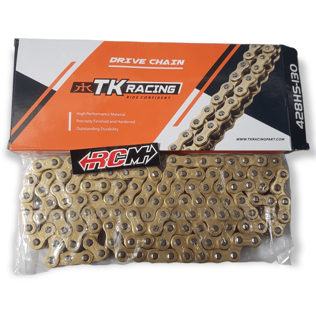 RANTAI RANTE CHAIN 428HSX130L 428 HS X 130L 130 L 428HX130 428H X 130L GOLD EMAS ORI ORIGINAL TK RACING ASLI