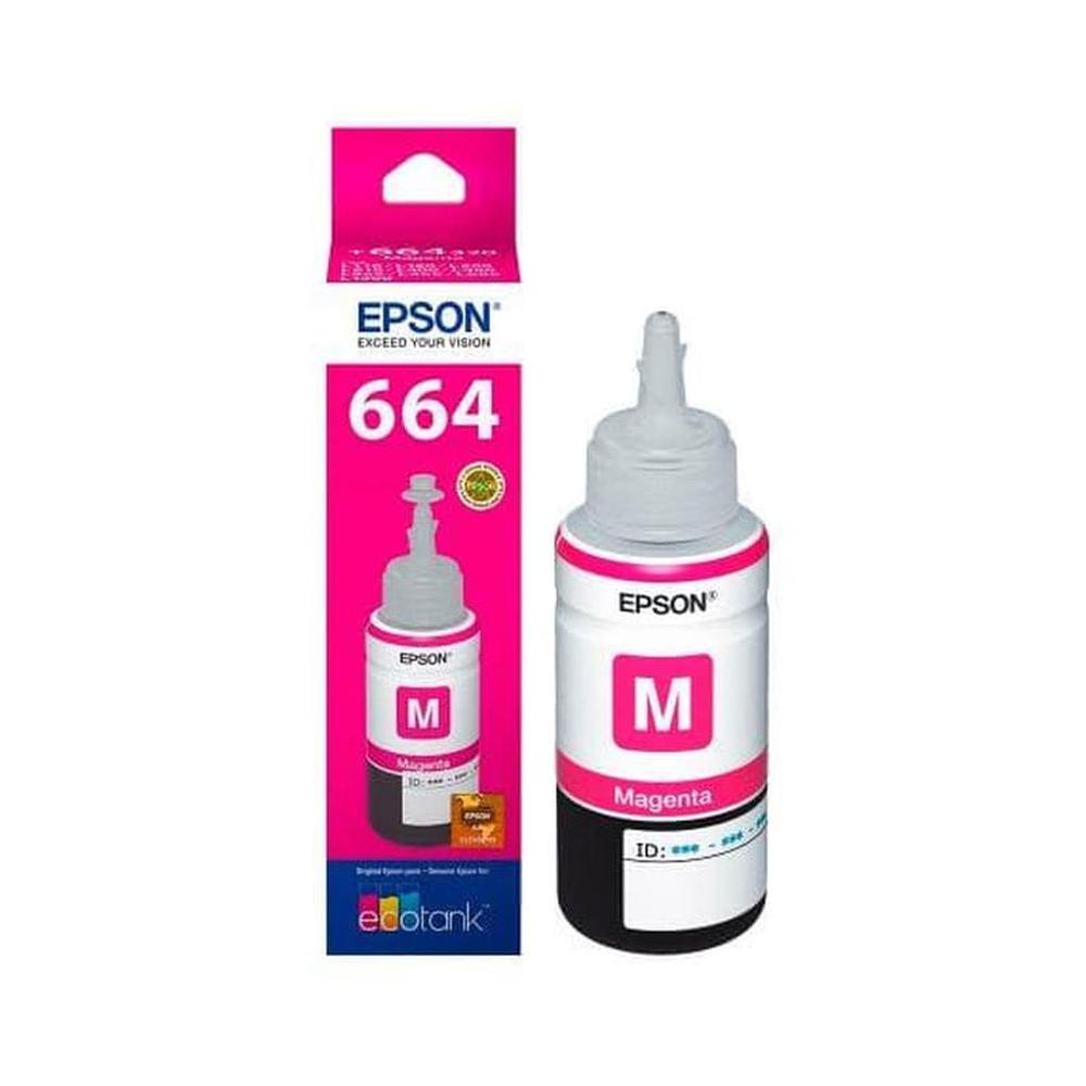 Epson Ink Bottles T664 Colour Magenta | 664 Tinta Botol Printer Warna Merah Untuk Printer Epson Seri L210, L200, L110, L100, L220, L300, L310, L350, L355, L360, L365, L380, L385, L1300, L1455 -Geniune Product