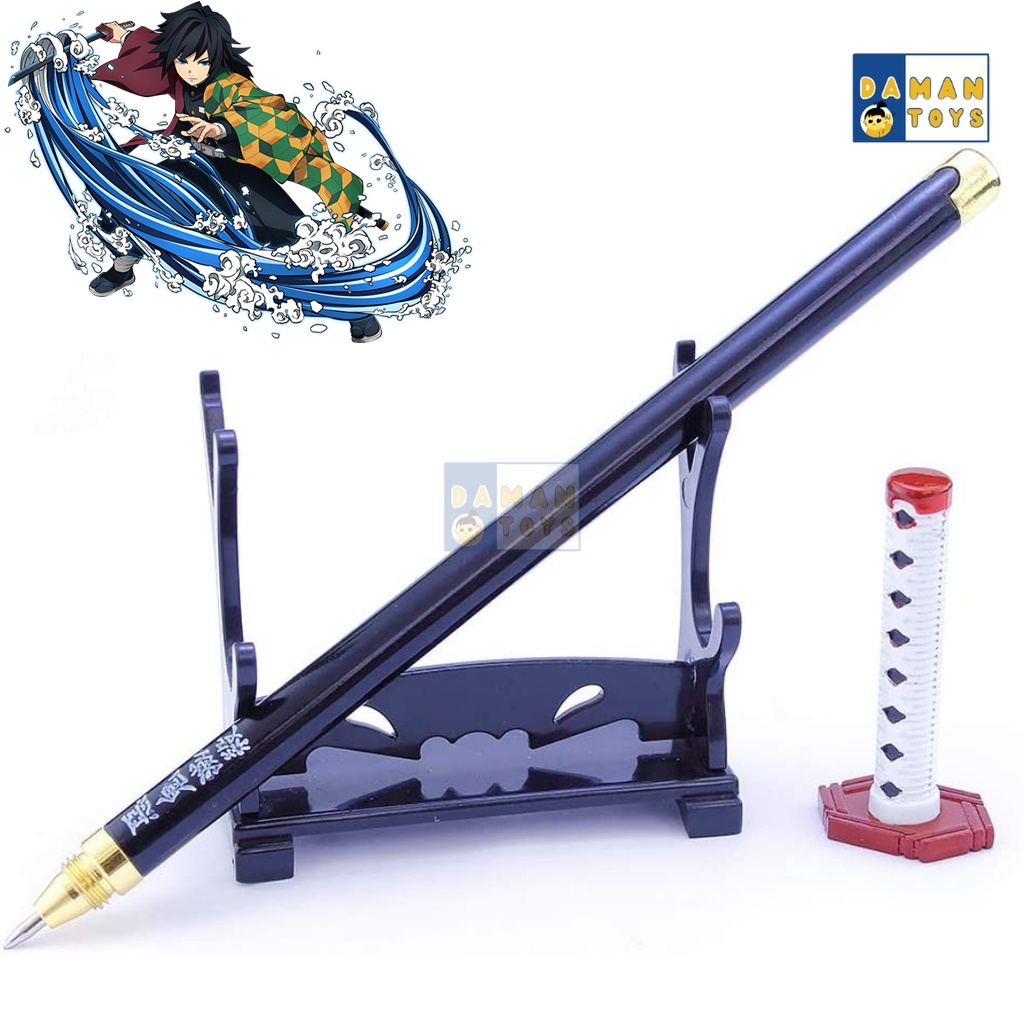 

Pulpen Pedang giyu tomioka Anime Kimetsu No Yaiba demon slayer swordpen pena alat tulis bahan besi panjang 20 cm Gratis Stand pajangan koleksi