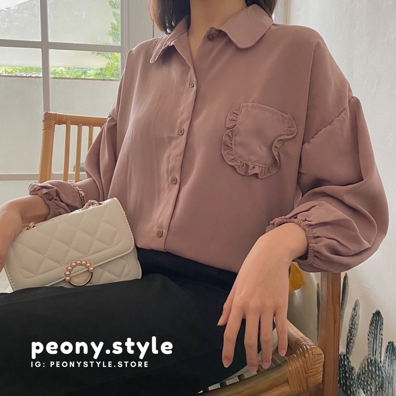 [SALE CUCI GUDANG%] Dahlia Top - BLUS KOREAN STYLE KANTONG LUCU TANGAN BALON