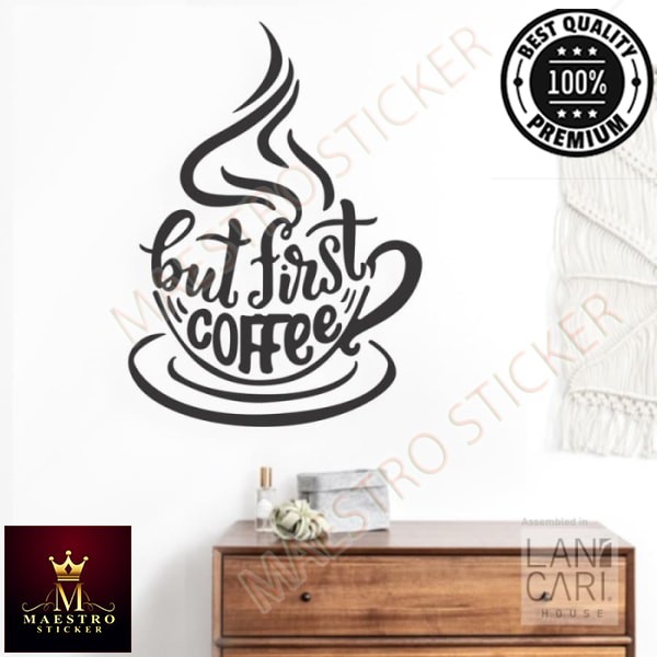 M.STICKER Stiker Dinding Kaca Mug Kopi Coffee Shop window wall Sticker Cutting - Hitam Doff