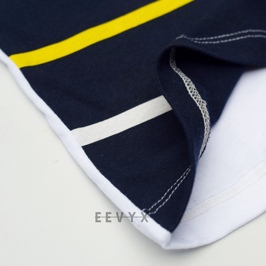 Kizzu Baju Kaos Distro Anak Laki Laki Umur 1-12 Tahun Bahan Cotton - White Navy - Eevyx Store