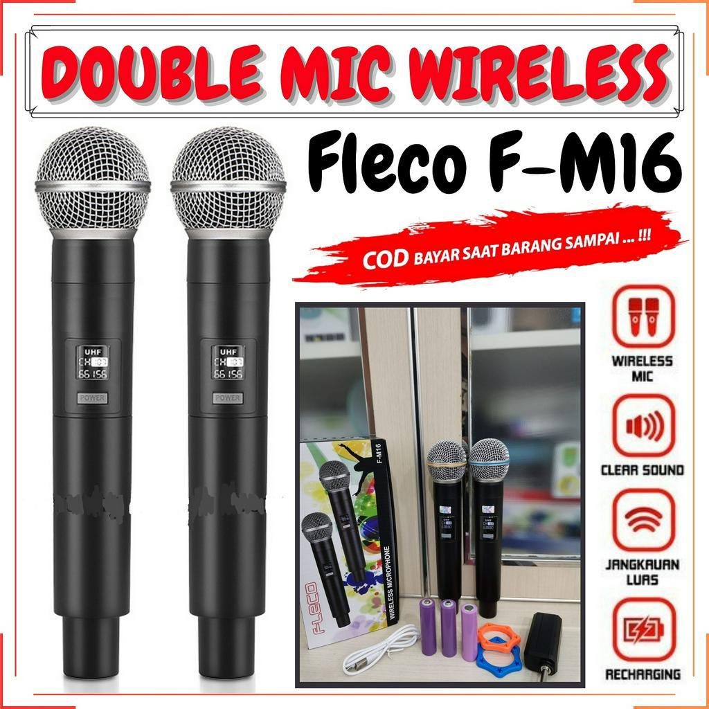 MIC wireles microphone bluetooth dengan Receiver System 2 mic wireles - FLECO F-M16