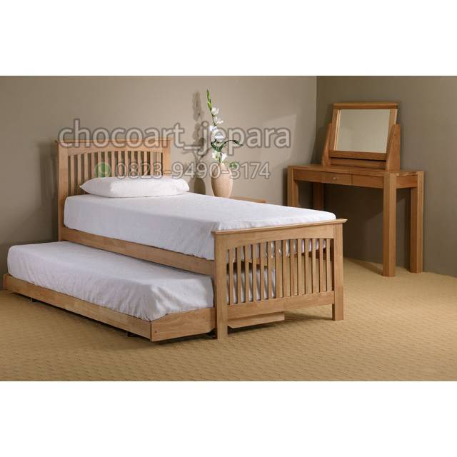 Dipan tingkat / dipan anak Dipan jati single anak 120x200 dengan sorong