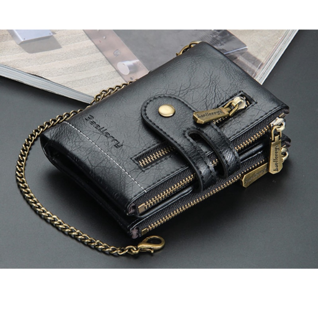 DOMPET LIPAT RANTAI WANITA KECIL BAELLERRY ORIGINAL KULIT HITAM SEOUL WA483B5 IMPORT KOREA PREMIUM SLOT KARTU UANG RESLETING KOIN BATAM BRANDED CEWEK MURAH REMAJA KEKINIAN SIMPLE TIPIS