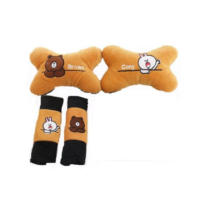Car Set Bantal Mobil 2in1 LINE Brown Cony / Aksesoris Mobil Brown Cony