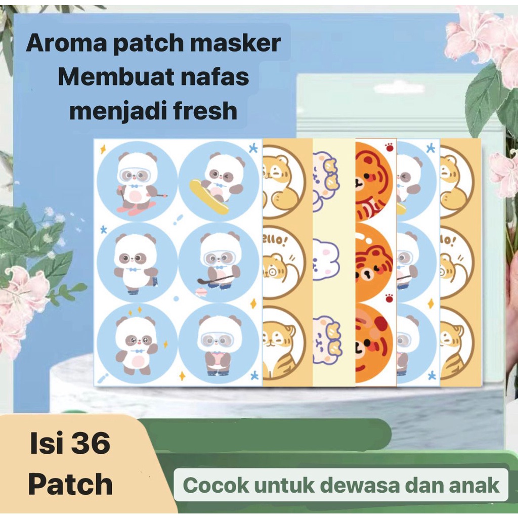 [COD] 36pcs aroma patch freshcare stiker masker gambar lucu