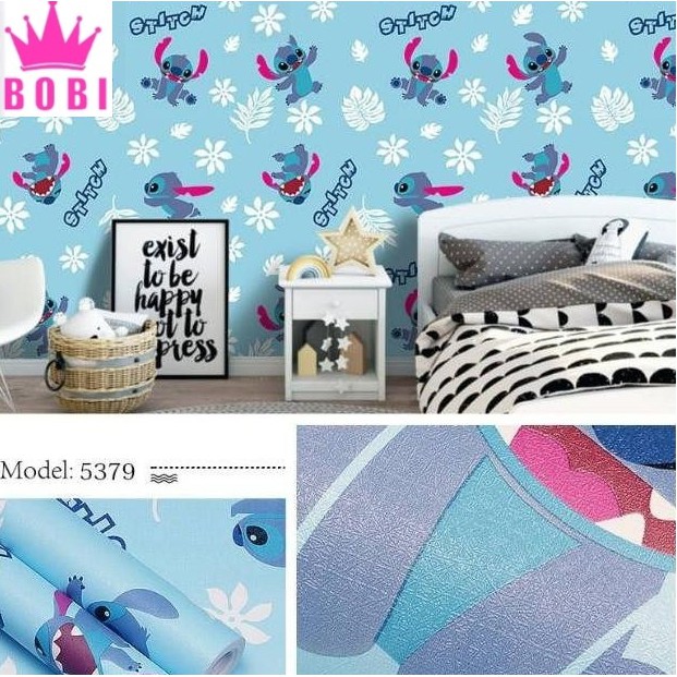 Wallpaper Sticker Motif Stich Biru 5379  / Wallpaper New 2020 /  Uk.9mx45cm