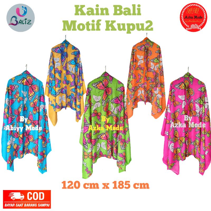 Kain Bali Pantai - Kain Bali Motif Kupu-kupu Baru Jumbo - Sarung Pantai Azka Mode - Sarung Bali - Ka