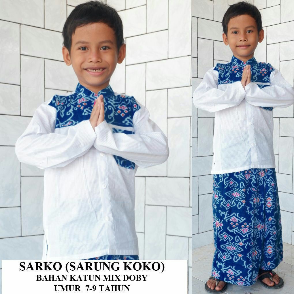 Baju Koko Sarung Batik Anak Umur  7 - 9 Tahun