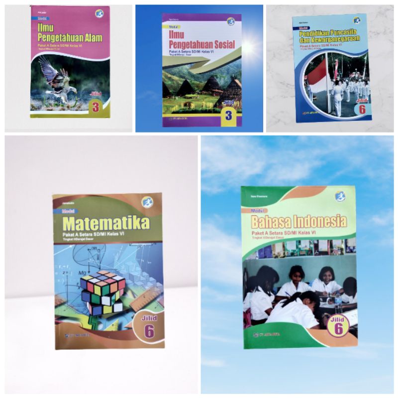 ORI satu paket buku modul paket A setara dengan SD jilid 6 untuk kelas 6