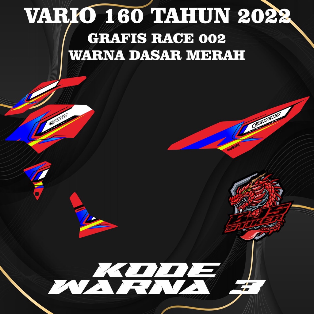 Striping vario 160 - Stiker Decal vario 160 2022 GRAFIS RACE 002 MERAH