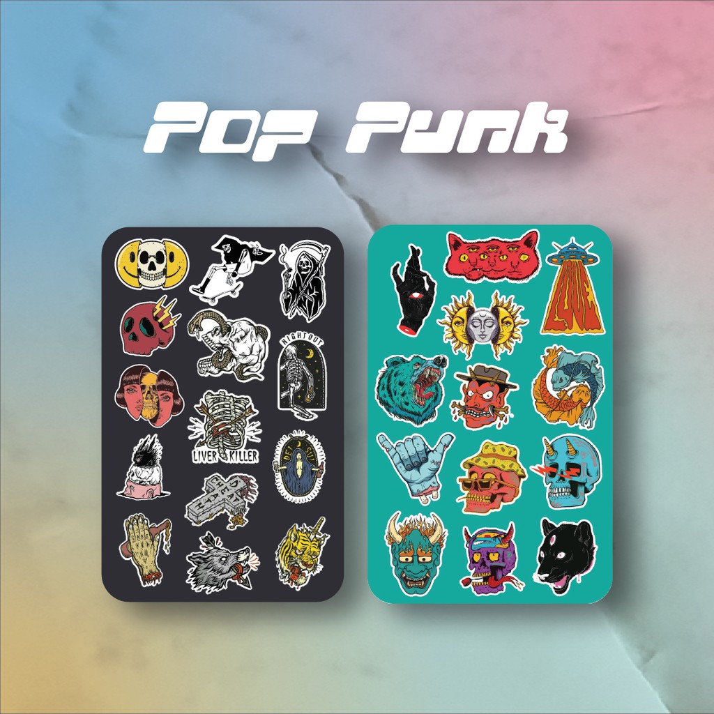 

Sticker Pop Punk Pack | Sticker Kiss Cutting Laptop, Koper, & HP