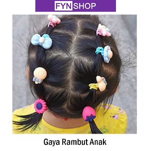 Fynshop ♛ AR04 20 Pcs Set Ikat Rambut bahan karet Warna-Warni Gaya Korea untuk Anak Perempuan-4
