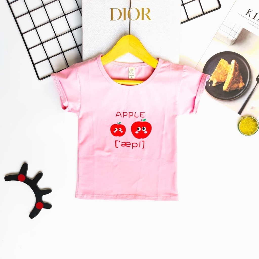 Promo !! Atasan anak perempuan import / Kaos lembut anak / Atasan two apple blush ukuran 6 bulan- 2 tahun